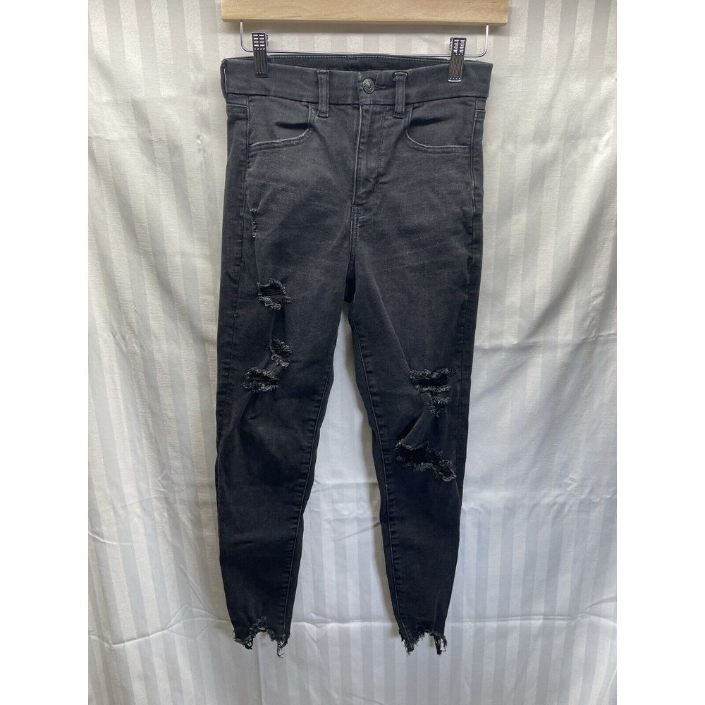 American Eagle‎ Distressed Jeans Black Size 2 woman/teens stretch